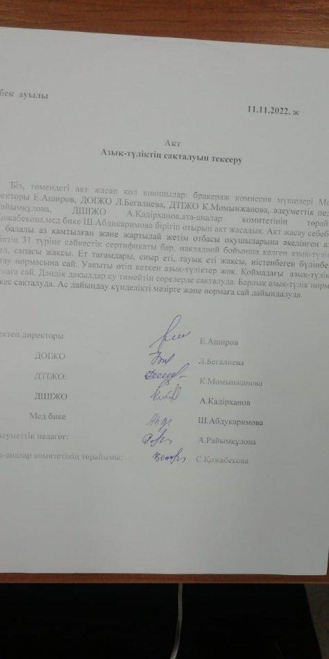 Азық-түліктің сақталуын тексеру